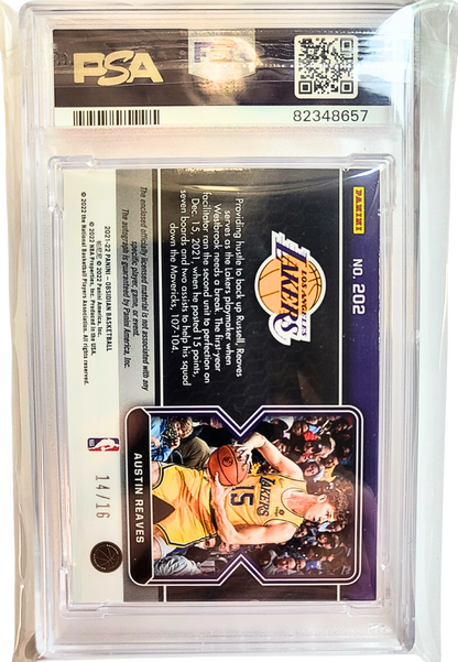 2021-22 Obsidian Austin Reaves Blue Rookie Patch Auto (RPA) First Off the Line (FOTL) PSA 9